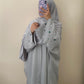 Green Heart Linen Open Abaya