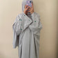 Green Heart Linen Open Abaya