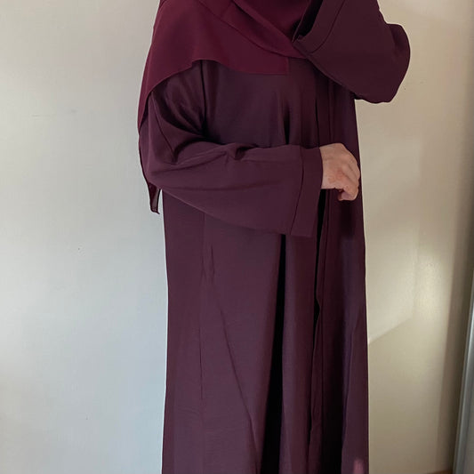 Dubai Abaya Plain - Maroon