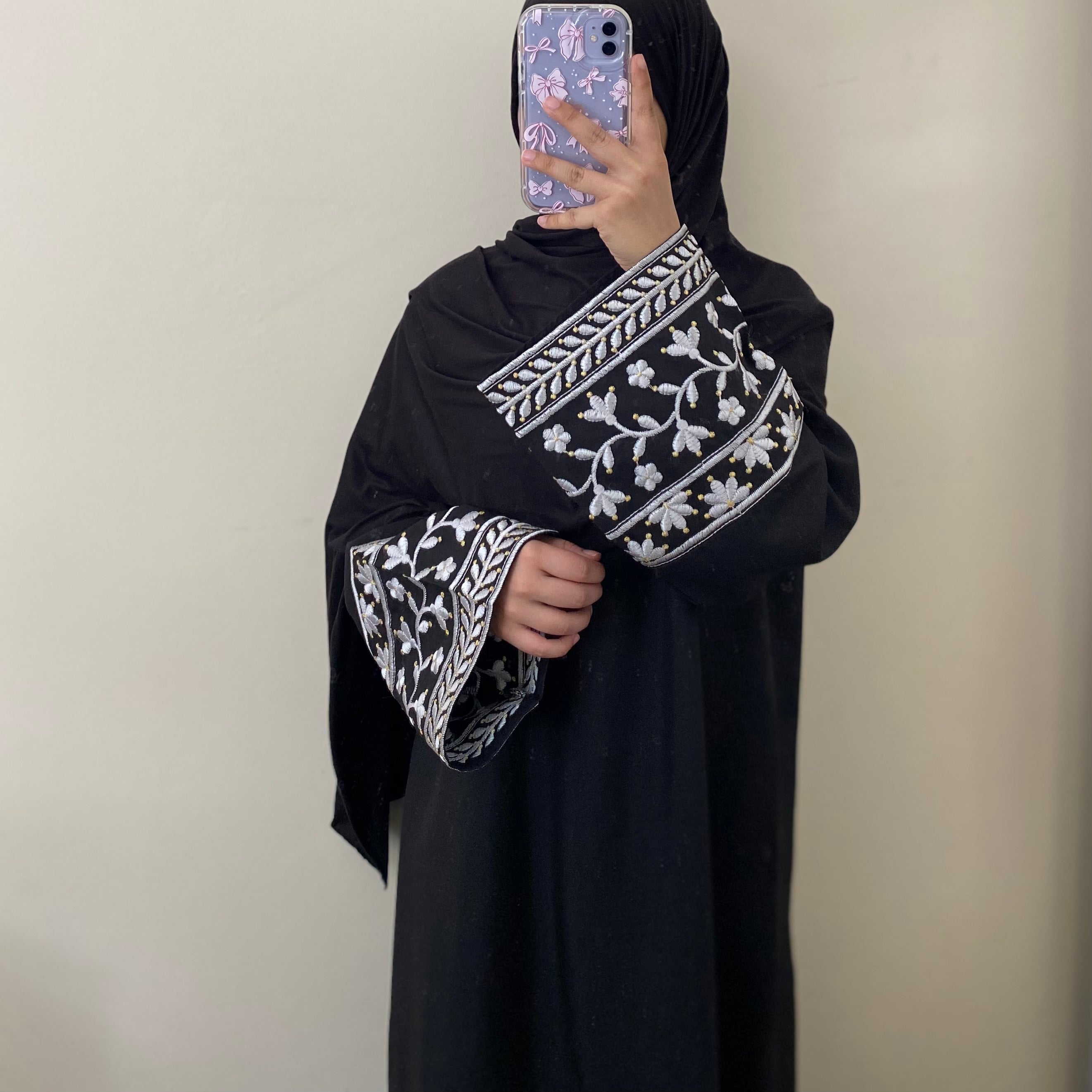 Black Linen Closed Abaya