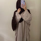 Brown Moon Linen Open Abaya