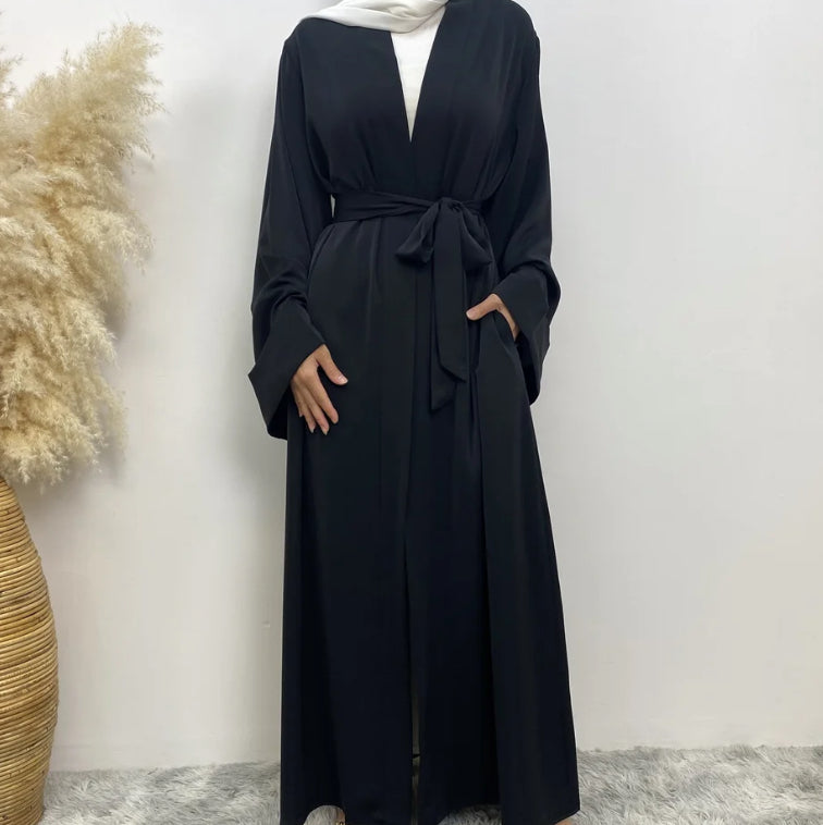 Black Nida Open Abaya