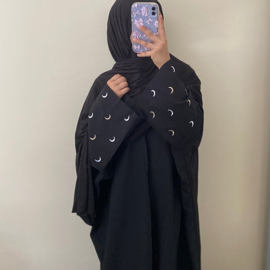 Black Moon Linen Open Abaya