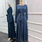 Satin Silk Abaya - Navy